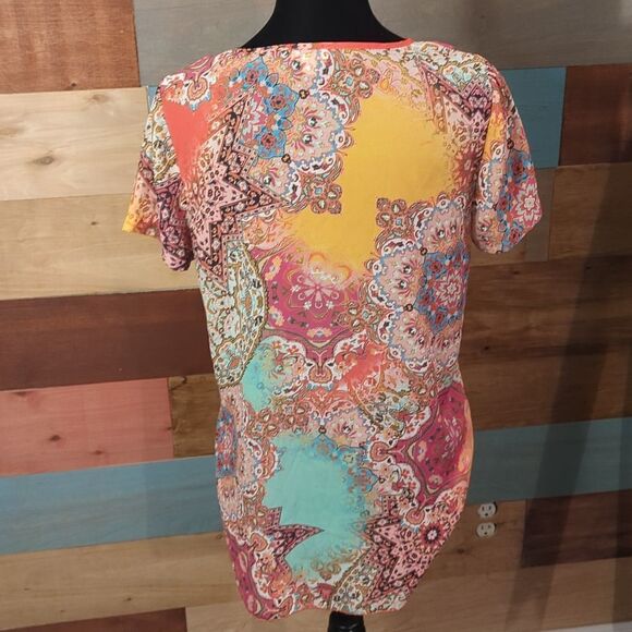 Petite small sheer super soft high low blouse side split - Picture 2 of 4